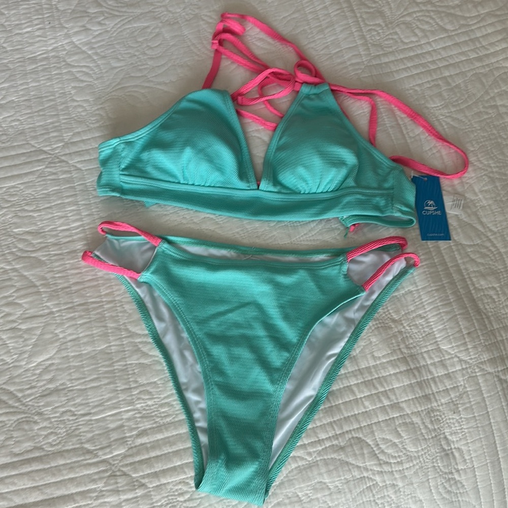 NWT Cupshe Mint Dual Strap Bikini Set